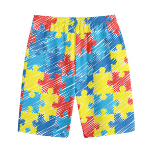 Autism Awareness Drawing Puzzle Print Cotton Shorts