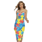 Autism Awareness Drawing Puzzle Print Cross Back Cami Dress