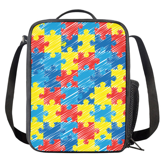 Autism Awareness Drawing Puzzle Print Crossbody Lunch Bag