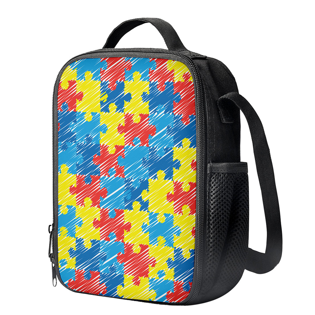 Autism Awareness Drawing Puzzle Print Crossbody Lunch Bag