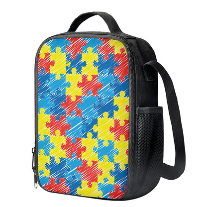 Autism Awareness Drawing Puzzle Print Crossbody Lunch Bag