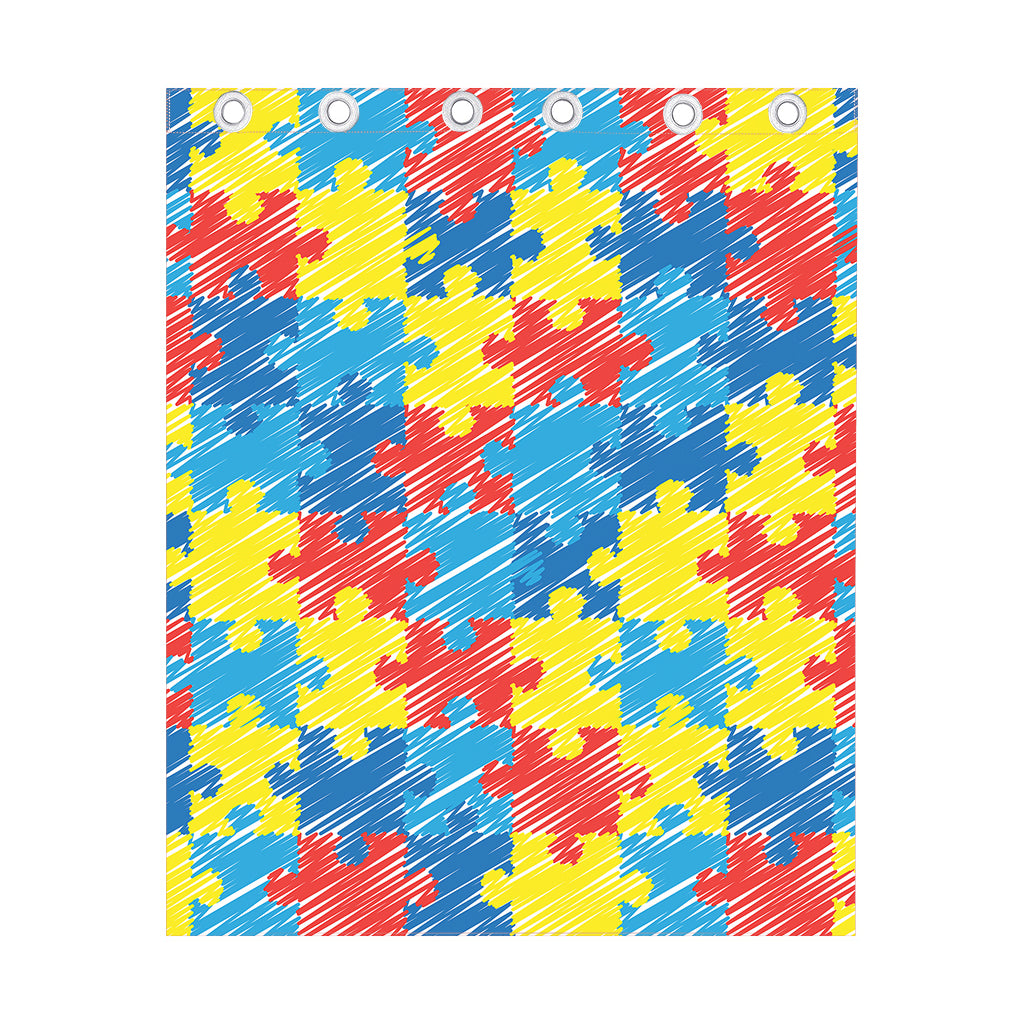 Autism Awareness Drawing Puzzle Print Curtain