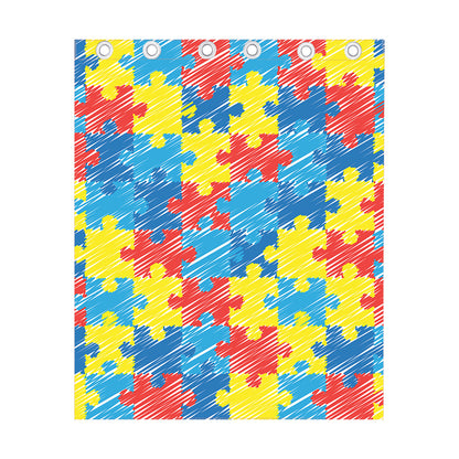 Autism Awareness Drawing Puzzle Print Curtain