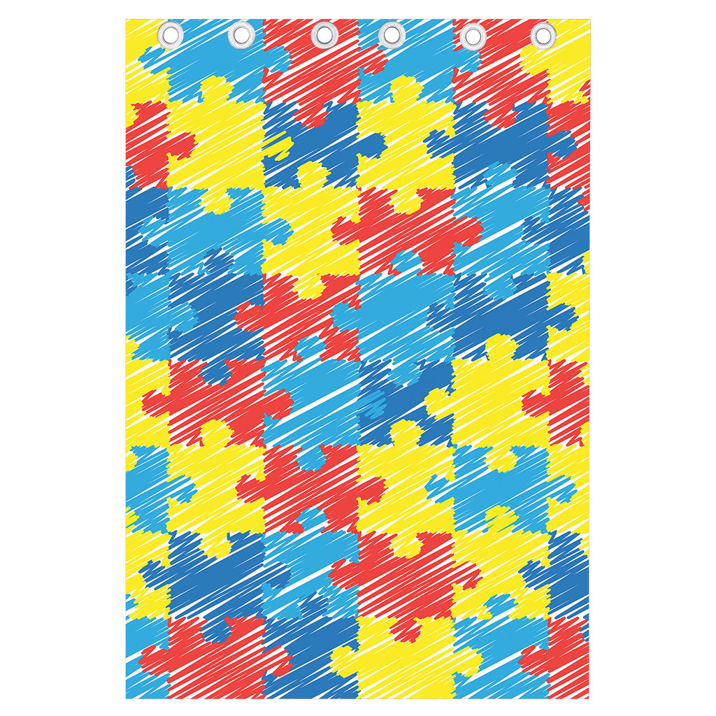 Autism Awareness Drawing Puzzle Print Curtain