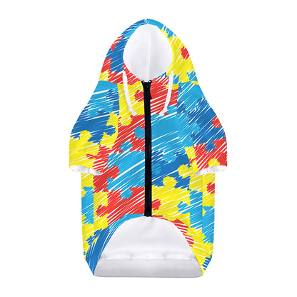 Autism Awareness Drawing Puzzle Print Dog Zip Up Hoodie