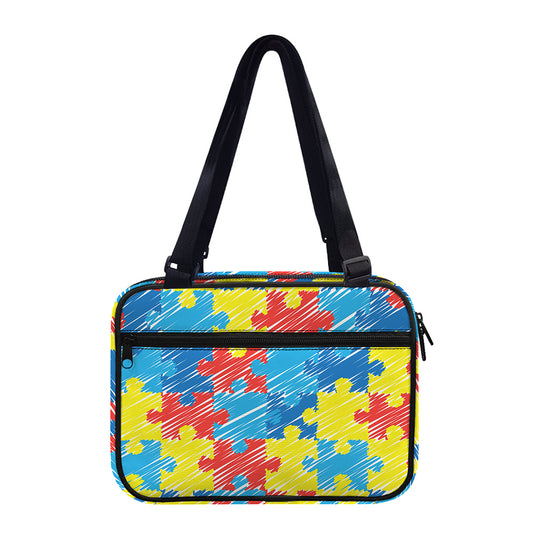Autism Awareness Drawing Puzzle Print Double Strap Bible Bag