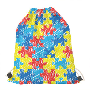 Autism Awareness Drawing Puzzle Print Drawstring Bag