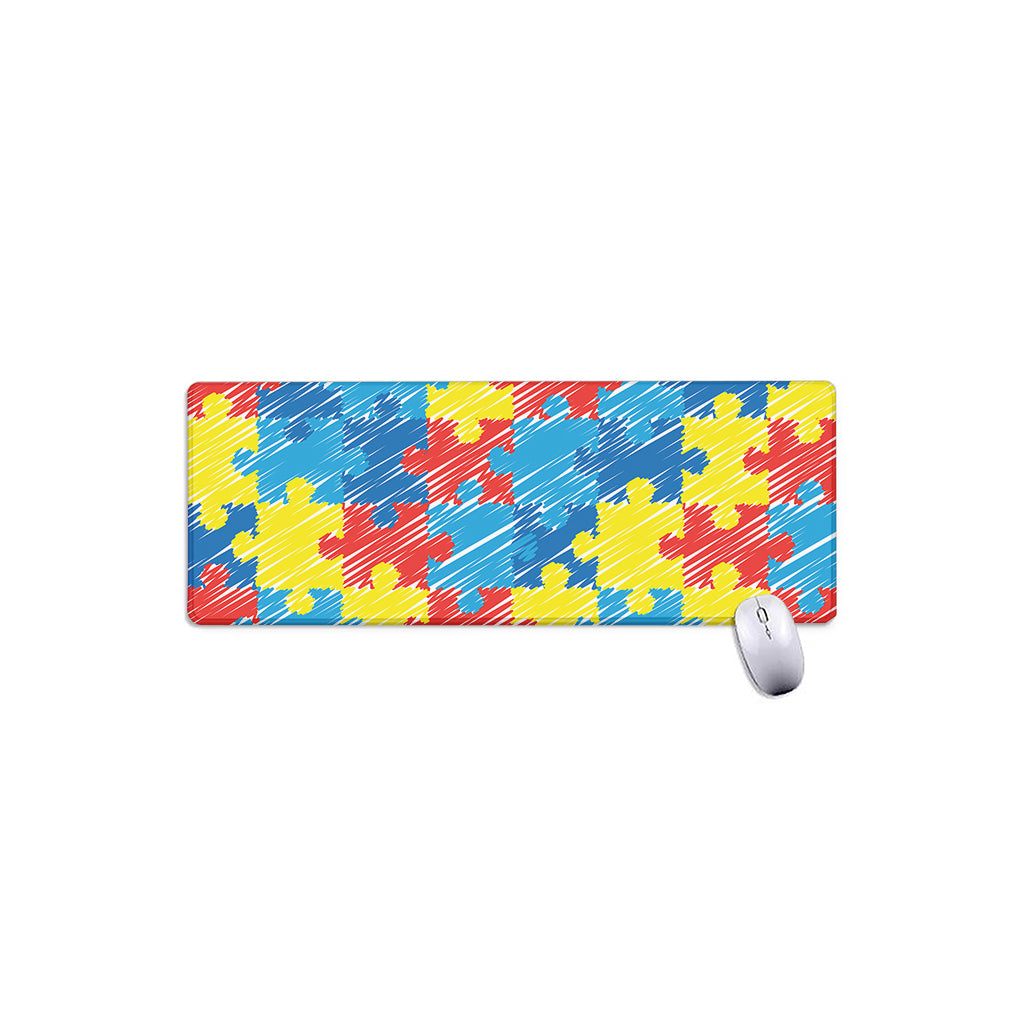 Autism Awareness Drawing Puzzle Print Extended Mouse Pad