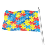 Autism Awareness Drawing Puzzle Print Flag