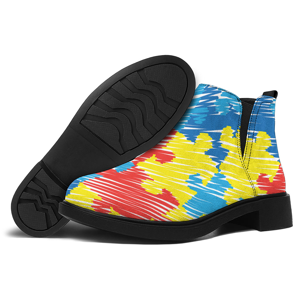 Autism Awareness Drawing Puzzle Print Flat Ankle Boots