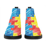 Autism Awareness Drawing Puzzle Print Flat Ankle Boots