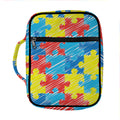 Autism Awareness Drawing Puzzle Print Front Pocket Bible Bag