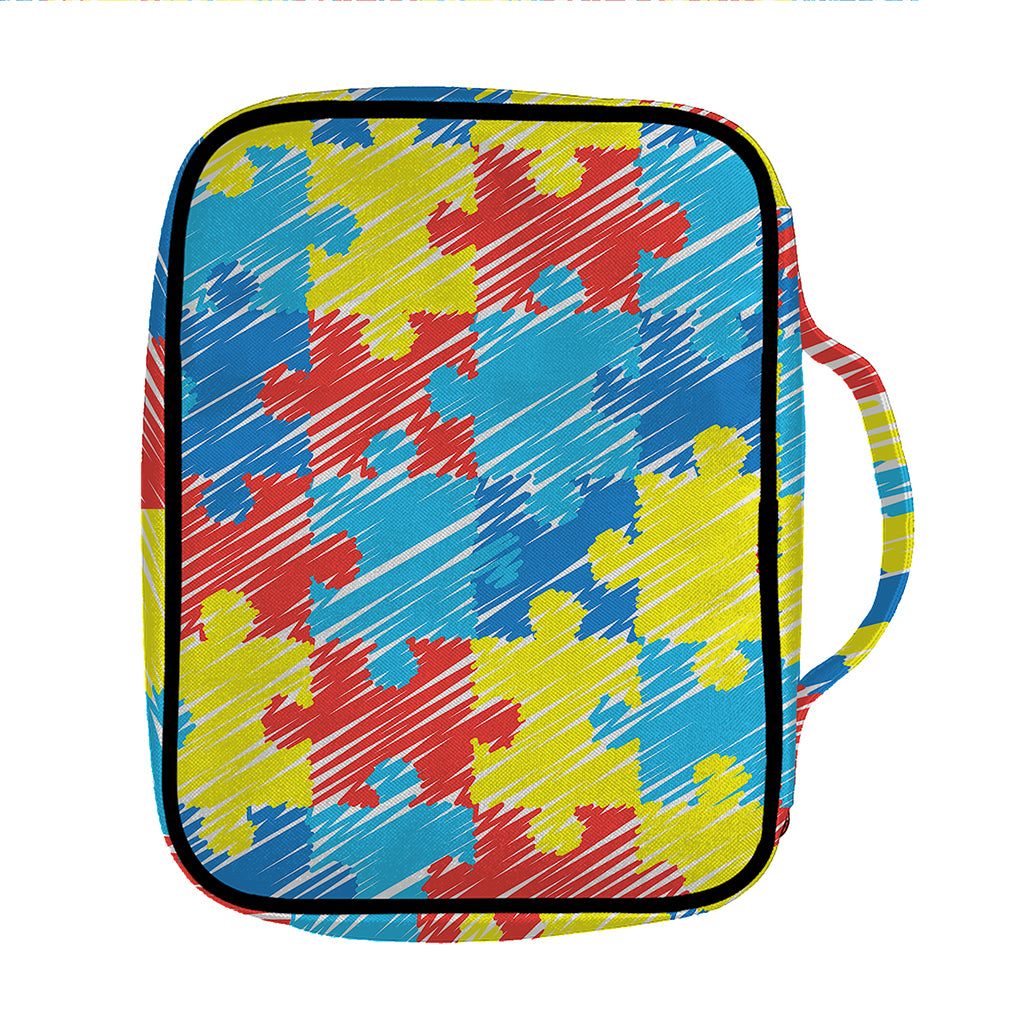 Autism Awareness Drawing Puzzle Print Front Pocket Bible Bag