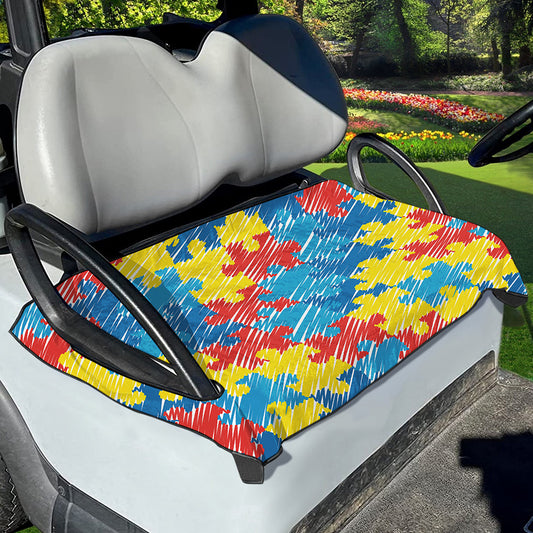 Autism Awareness Drawing Puzzle Print Golf Cart Seat Cover