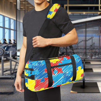 Autism Awareness Drawing Puzzle Print Gym Bag