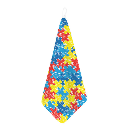 Autism Awareness Drawing Puzzle Print Hand Towel