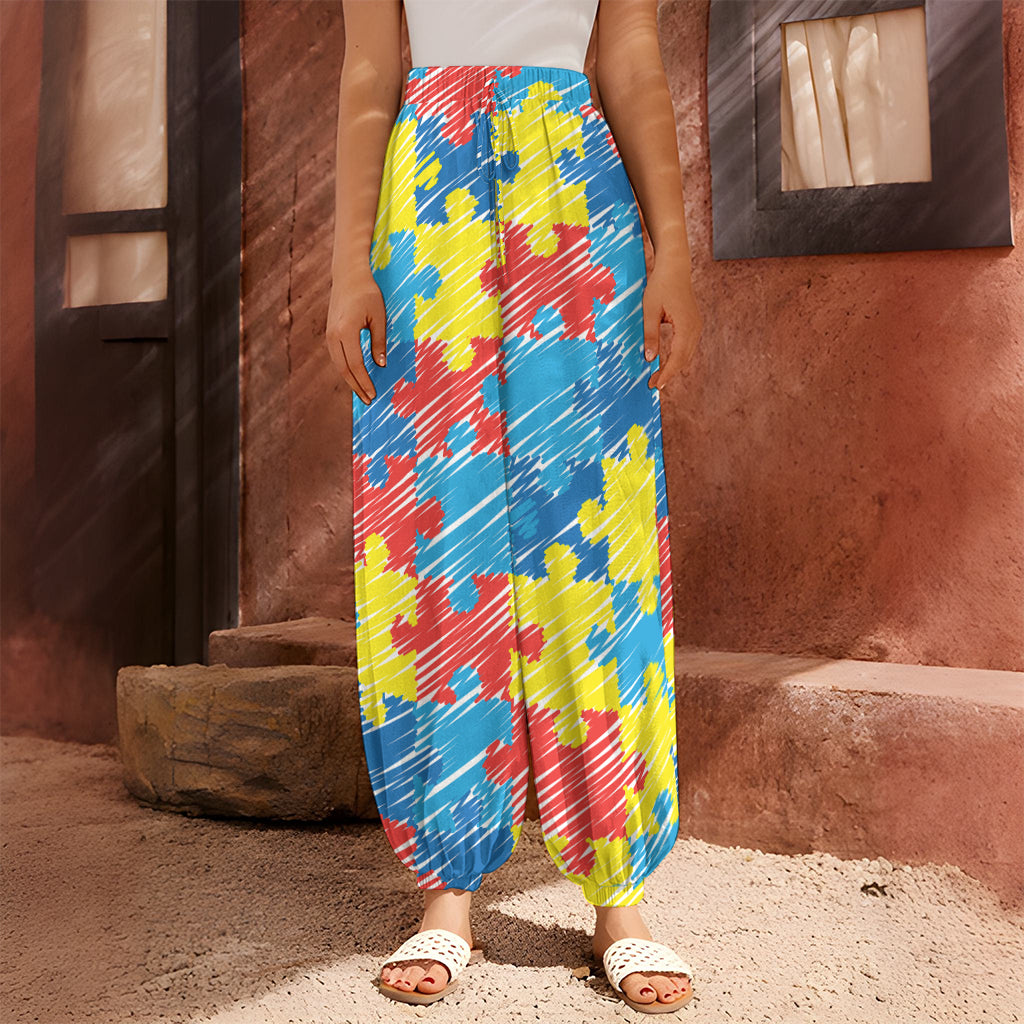 Autism Awareness Drawing Puzzle Print Harem Pants