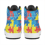 Autism Awareness Drawing Puzzle Print High Top Leather Sneakers