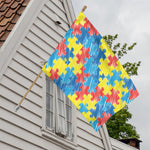 Autism Awareness Drawing Puzzle Print House Flag