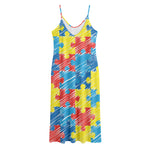 Autism Awareness Drawing Puzzle Print Jersey Midi Cami Dress