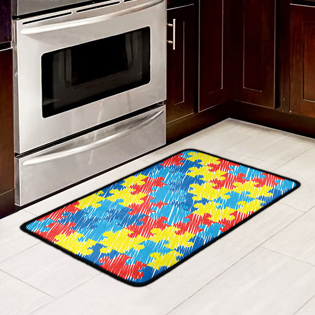 Autism Awareness Drawing Puzzle Print Kitchen Mat