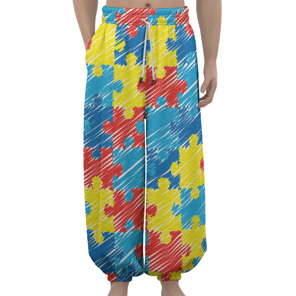 Autism Awareness Drawing Puzzle Print Lantern Pants