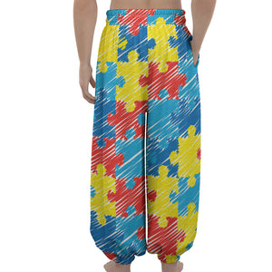 Autism Awareness Drawing Puzzle Print Lantern Pants