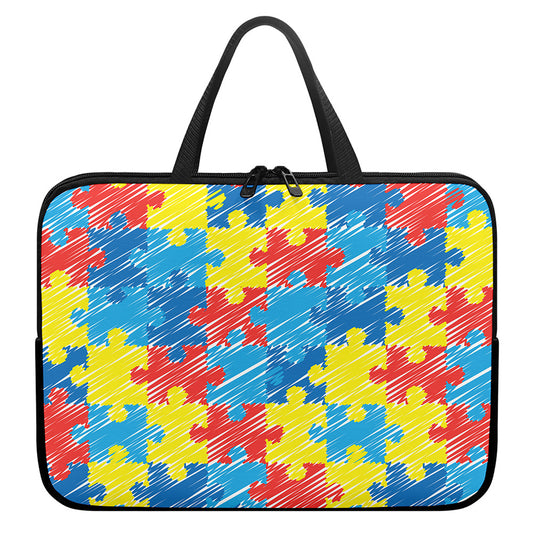 Autism Awareness Drawing Puzzle Print Laptop Sleeve With Handle