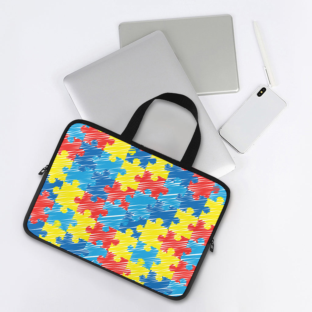Autism Awareness Drawing Puzzle Print Laptop Sleeve With Handle