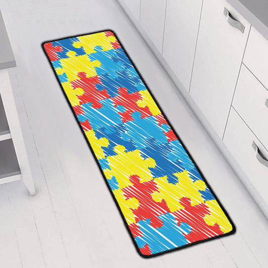 Autism Awareness Drawing Puzzle Print Long Kitchen Mat