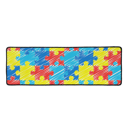 Autism Awareness Drawing Puzzle Print Long Kitchen Mat