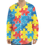 Autism Awareness Drawing Puzzle Print Long Sleeve Baseball Jersey