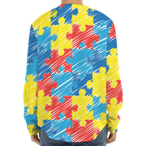 Autism Awareness Drawing Puzzle Print Long Sleeve Baseball Jersey