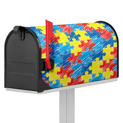 Autism Awareness Drawing Puzzle Print Mailbox Cover