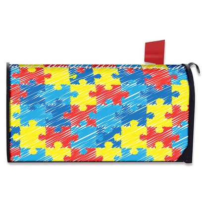 Autism Awareness Drawing Puzzle Print Mailbox Cover