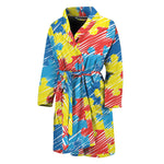 Autism Awareness Drawing Puzzle Print Men's Bathrobe