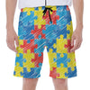 Autism Awareness Drawing Puzzle Print Men's Beach Shorts