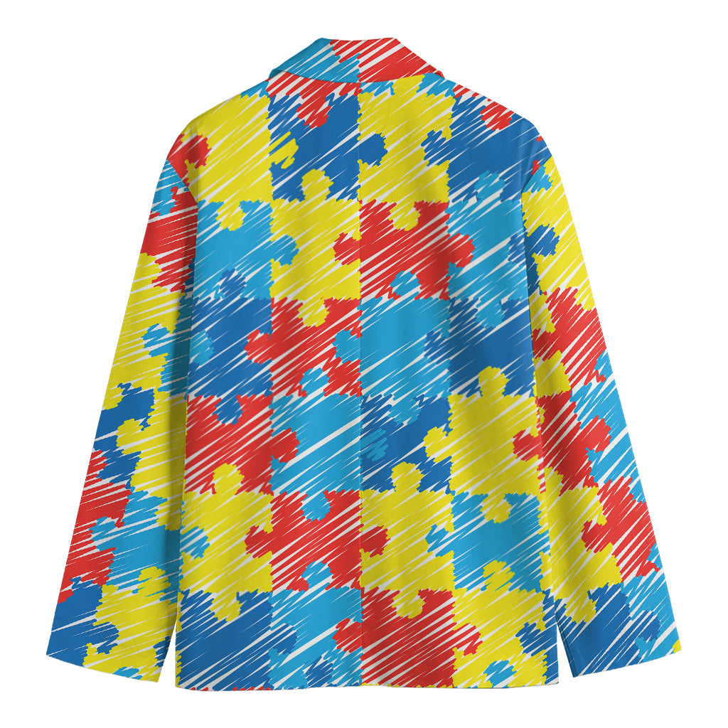 Autism Awareness Drawing Puzzle Print Men's Blazer