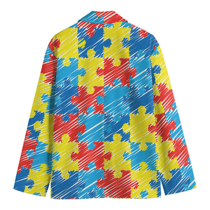 Autism Awareness Drawing Puzzle Print Men's Blazer