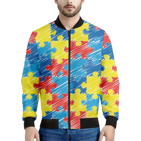 Autism Awareness Drawing Puzzle Print Men's Bomber Jacket
