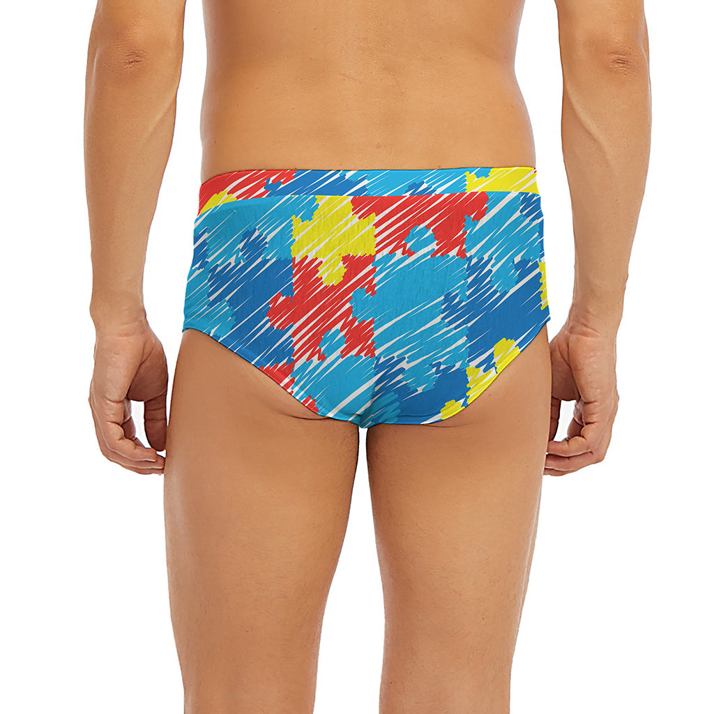 Autism Awareness Drawing Puzzle Print Men's Briefs