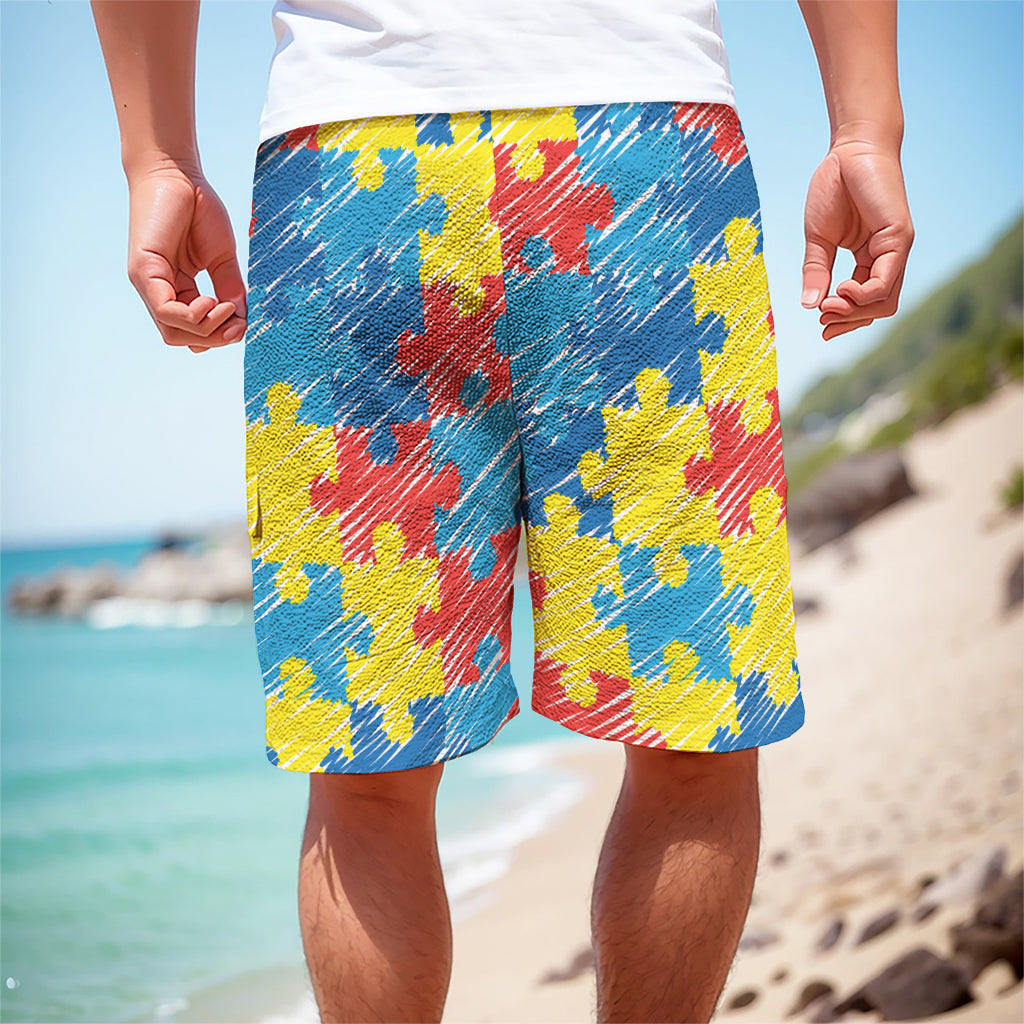 Autism Awareness Drawing Puzzle Print Men's Cargo Shorts