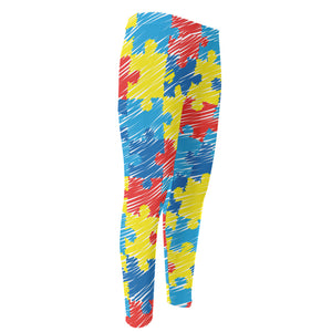 Autism Awareness Drawing Puzzle Print Men's Compression Pants