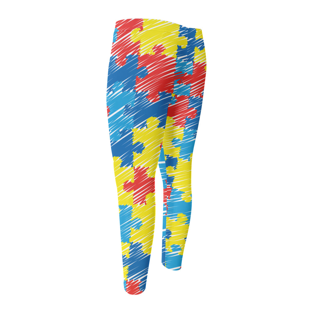 Autism Awareness Drawing Puzzle Print Men's Compression Pants