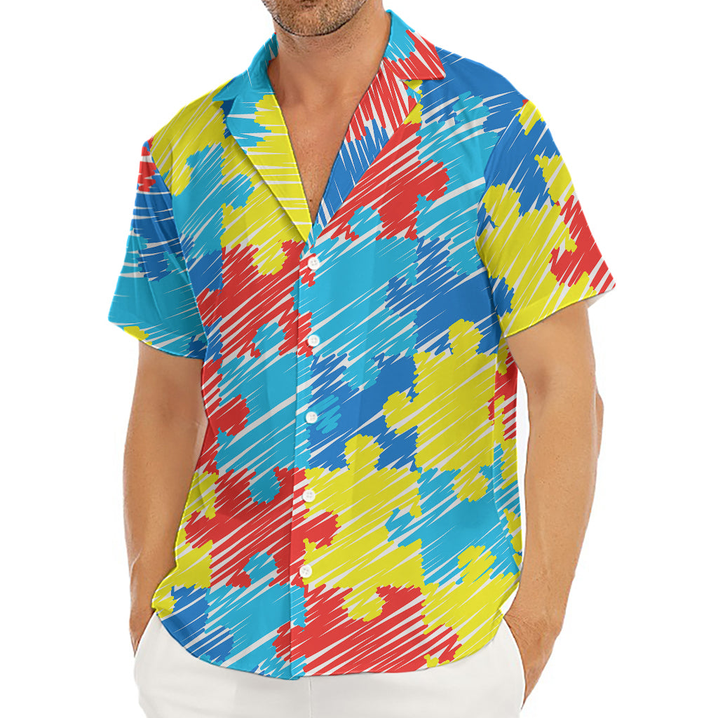 Autism Awareness Drawing Puzzle Print Men's Deep V-Neck Shirt