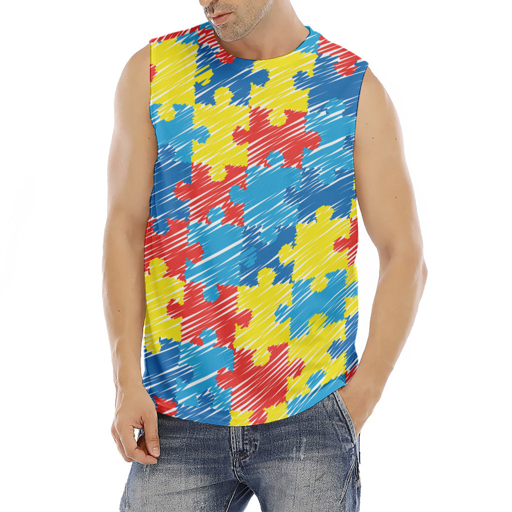 Autism Awareness Drawing Puzzle Print Men's Fitness Tank Top