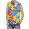 Autism Awareness Drawing Puzzle Print Men's Fitness Tank Top