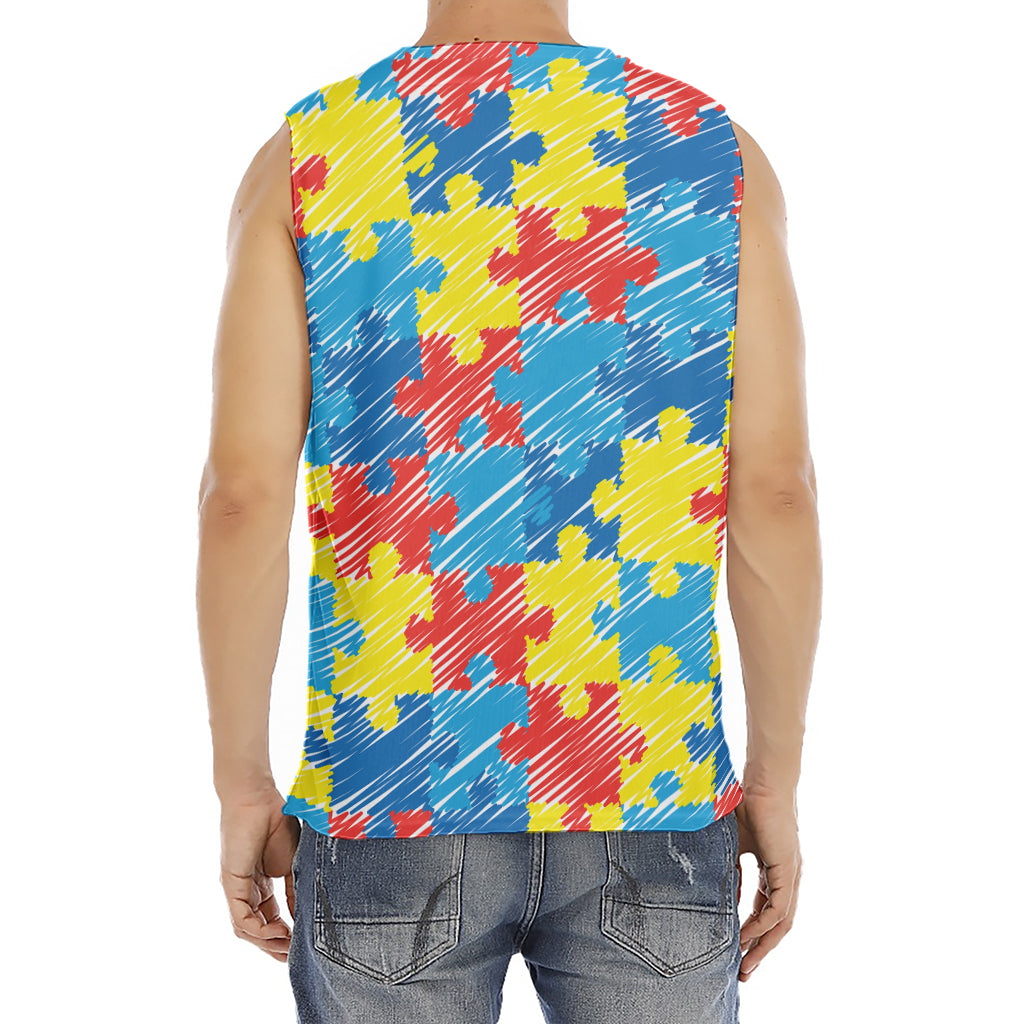 Autism Awareness Drawing Puzzle Print Men's Fitness Tank Top