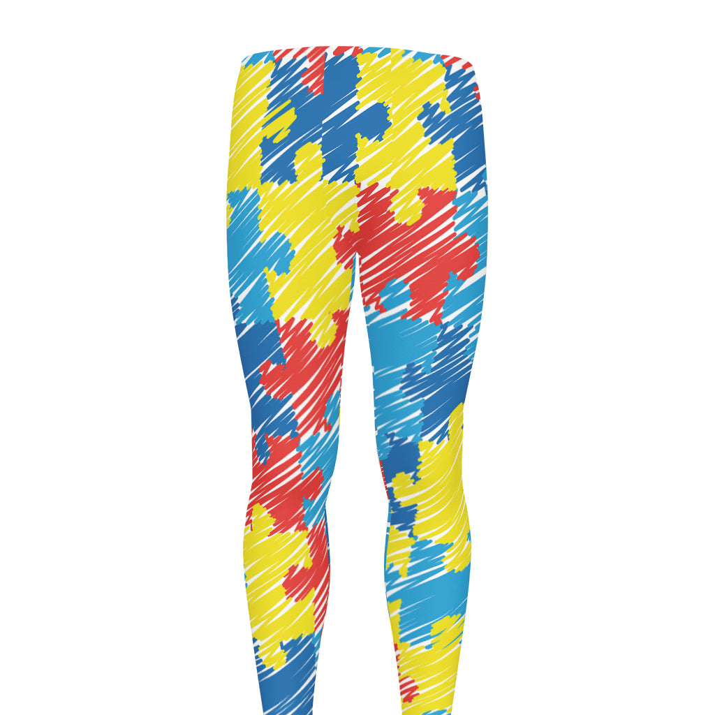 Autism Awareness Drawing Puzzle Print Men's leggings