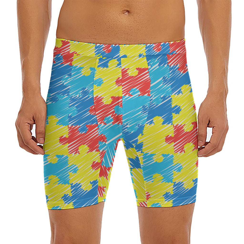 Autism Awareness Drawing Puzzle Print Men's Long Boxer Briefs